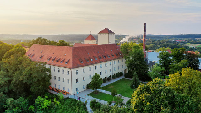 aerial view of the oldest beer brewery in the world, Weihenstephan, Freising, Bavaria, Germany