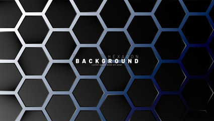 Abstract black hexagon pattern on a technology style of neon gradient background. Honeycomb. Vector illustration
