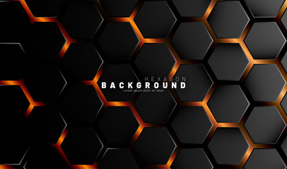 Abstract black hexagon pattern on a technology style of neon gradient background. Honeycomb. Vector illustration