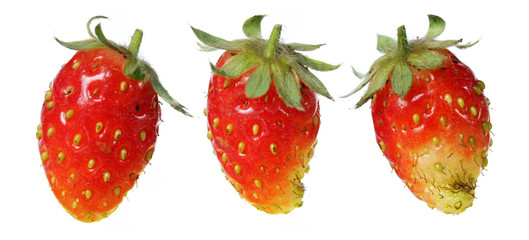 set of strawberry on white isolated background