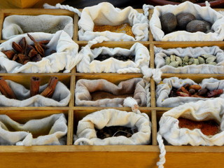 Fototapeta na wymiar spices in a linen bags