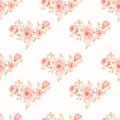 Watercolor Seamless   flower bouquets pattern. Beautiful pattern for design. Trendy print.Peonies and roses bouquet seamless pattern. Watercolor painting.