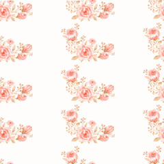 Watercolor Seamless   flower bouquets pattern. Beautiful pattern for design. Trendy print.Peonies and roses bouquet seamless pattern. Watercolor painting.