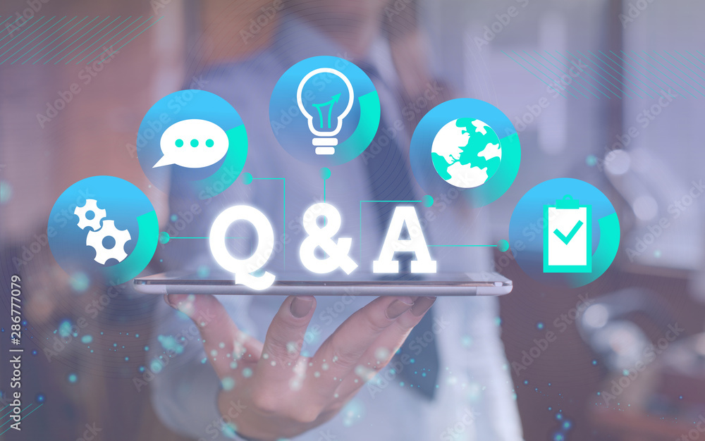 Poster word writing text q and a. business photo showcasing defined as questions being asked and answers fe