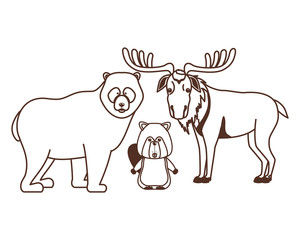 Isolated moose bear and beaver design vector illustration