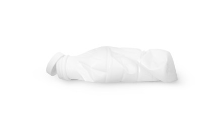 Simple deformed plastic bottle isolated on a white