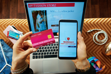 young woman suffering from online shopping fraud