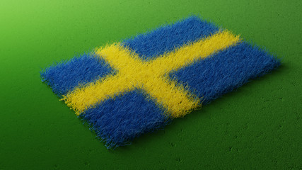 Sweden Flag Grass Shape <<3D Rendering>>