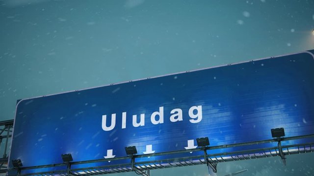 Airplane Landing Uludag in Christmas