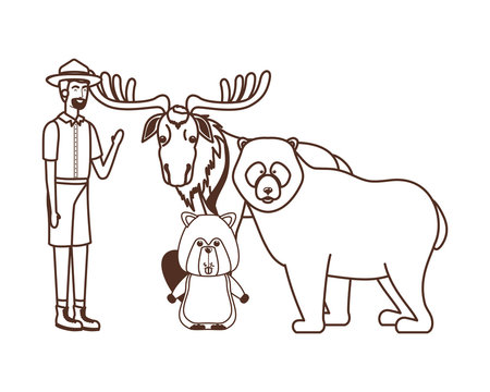 Forest ranger man cartoon design vector illustration