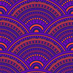 Ethnic circle shapes seamless geometric pattern.