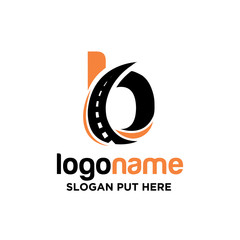 B Letter asphalt logo design template for transport business