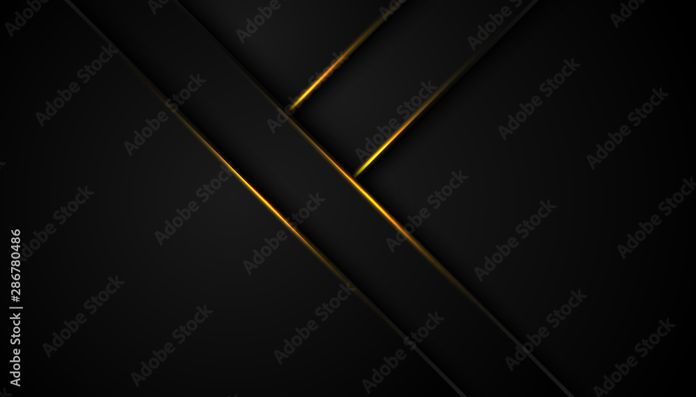 Aufkleber dark abstract background with black overlap layers. texture with golden effect element decoration. l
