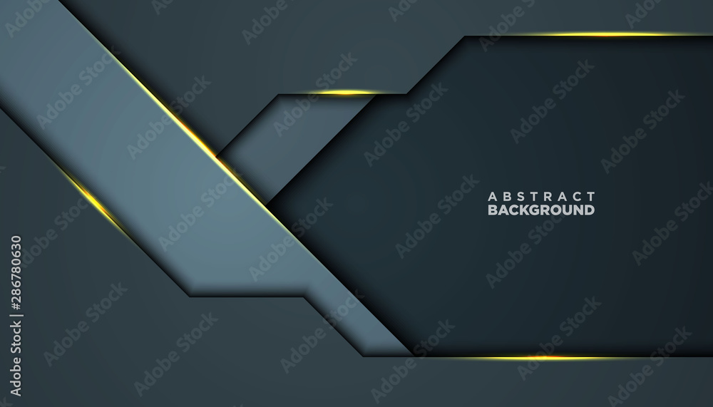 Aufkleber dark abstract background with black overlap layers. texture with golden effect element decoration. l