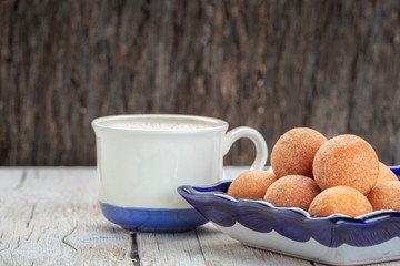 Fritters on the table, typical Colombian food, close-up image