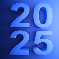 2025 blue square icon - 3D rendering illustration