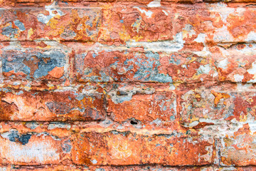 Old rough brick wall with shaky white paint. Vibrant abstract textured web banner with copy space.