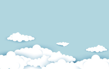 Beautiful clouds on pastel blue sky background. Soft and clean background design in EPS10 vector illustration.