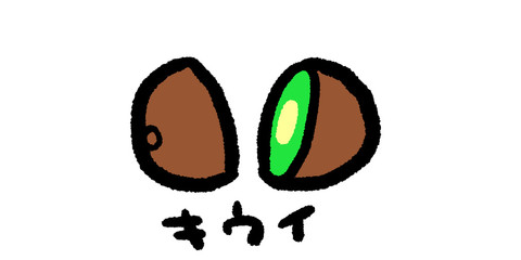 キウイ 果物 フルーツ　素材 秋 食欲 食材 シンプル 手書き アナログ 