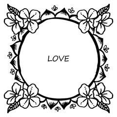 Design frame with simple leaf flower, for element of card love. Vector