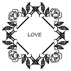 Various shape frame with pattern wreath elegant, for decorative of card love. Vector