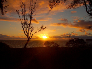 Early Morning Sunrise on Waimanalo Beach over ocean
