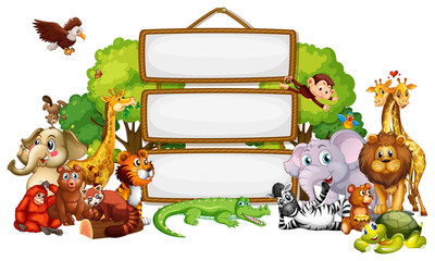 Border template design with cute animals