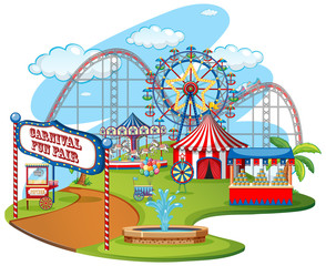 Fun fair theme park on isolated background