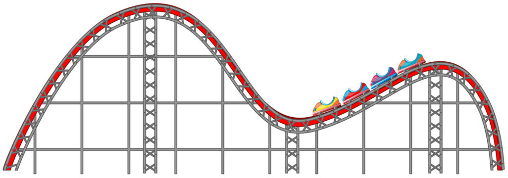 Roller coaster track on white background