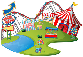 Fun fair theme park on isolated background