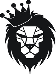 Lion wearing a Crown. King of the Jungle. Vector.
