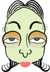 Tired looking lady. Vector image.