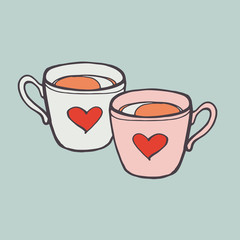 A mug of hot tea or coffee. Hot drink. Vector illustration