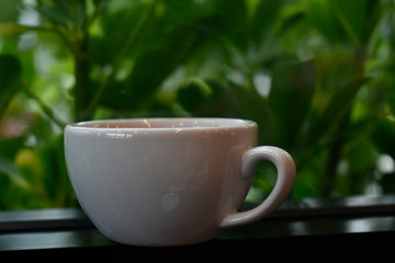 Hot coffee mellow With relaxing, stressful, drinking coffee