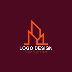 Architectural logo design vector. Real estate line logo design. Home abstract illustration.