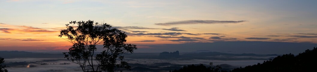 Sea of cloud with the shine of sun light from the rising sun