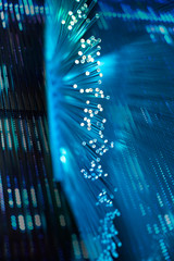 Optic fiber cable connection with technology background
