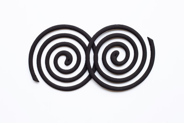 Black spiral Mosquito Repellent coils on white