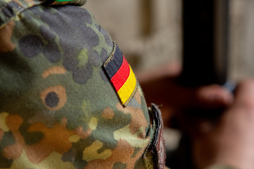 German soldier with a gun at military training area