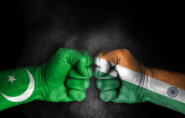 Concept of Conflict between India and Pakistan. Military tension between two countries. fists fight. Pahalgam Attack