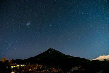 Fototapeta na wymiar Beautiful starry night at the high mountain.