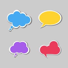 Text balloons with different shapes. Text bubble with full color design.vector design