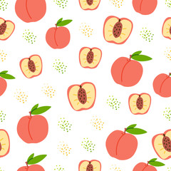 Peach fruit vector pattern