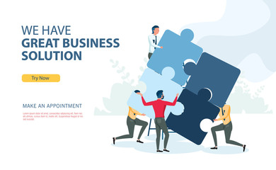 Business solution program with flat design concept 