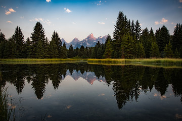 Mountain reflected in beaver pond