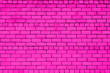 Naklejka na ściany i meble Magenta colored brick background. Brick wall.