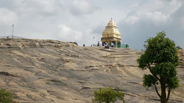 day time bangalore city botanical garden famous hill slow motion panorama 4k india