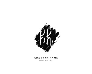 BH Initial handwriting logo vector	