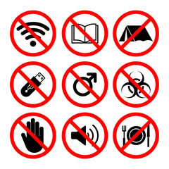 Prohibition Signs and Various warning sign icon Symbol Sign Isolate on White Background