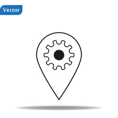Map marker with Gear icon, map pin, GPS location symbol, Stock vector illustration on white background. eps10
